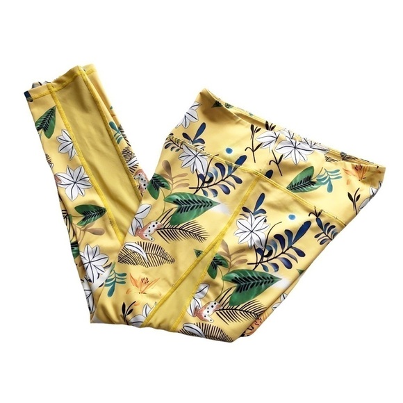 Zyia Reflective Light n Tight High Rise Leggings Yellow Floral 8/10 - Picture 6 of 13